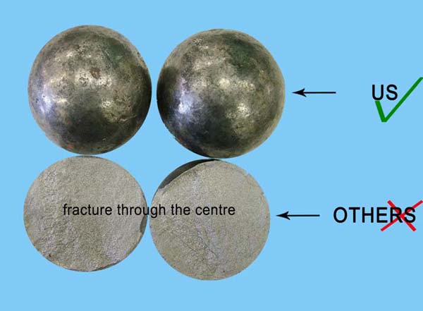 Photograph of OTHERS casting balls showing fracture through the centre 